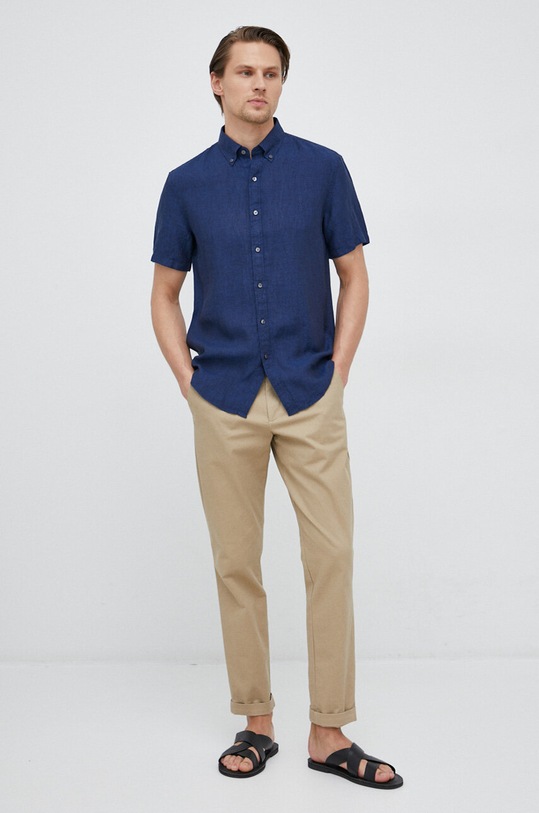 Сорочка з льону Michael Kors CS1400I4YT темно-синій SS25
