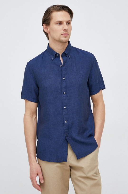 Сорочка з льону Michael Kors темно-синій CS1400I4YT