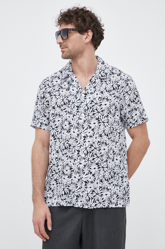 Сорочка з льону Michael Kors візерунок чорний CS3403I8LZ