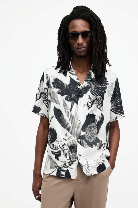 AllSaints koszula FREQUENCY SS SHIRT regular biały MS064Y