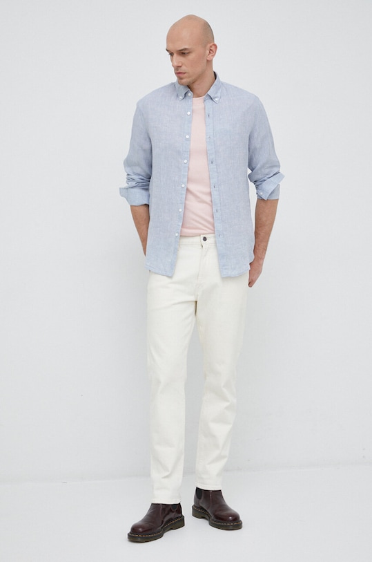 Льняная рубашка Michael Kors CS3400H4YT голубой SS23