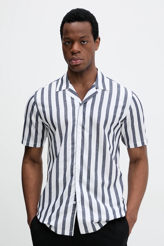 Lindbergh koszula z domieszką lnu regular biały 30.203321.NAVY