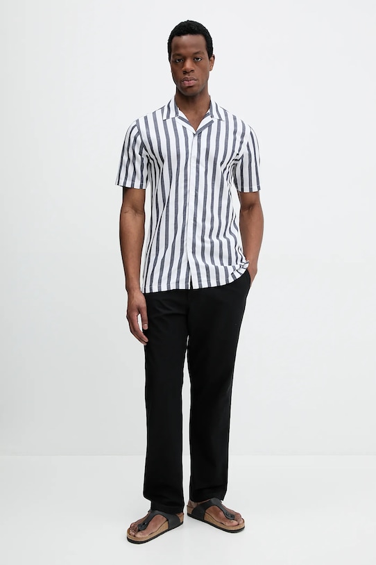 Lindbergh koszula z domieszką lnu 30.203321.NAVY biały SS25