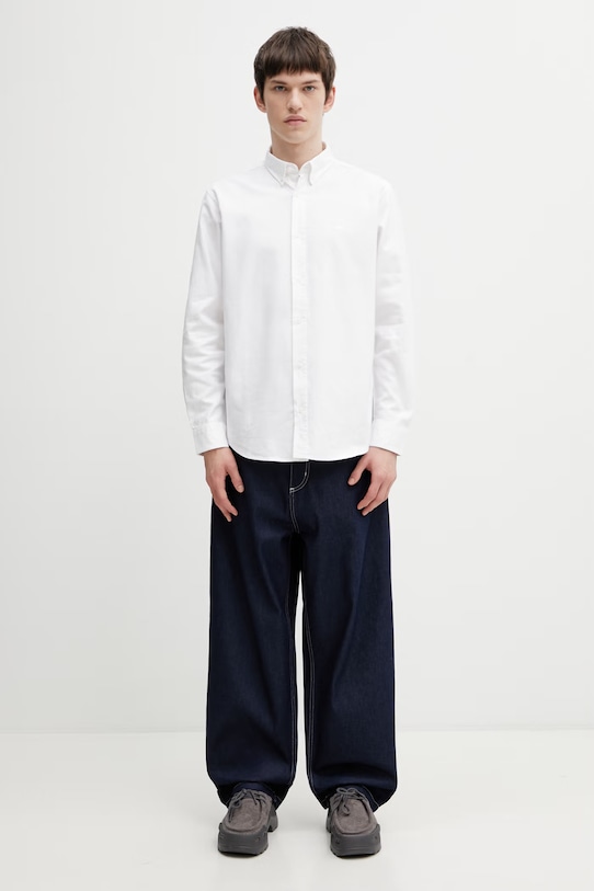 Carhartt WIP košile bavlněná pánská I030238 bílá