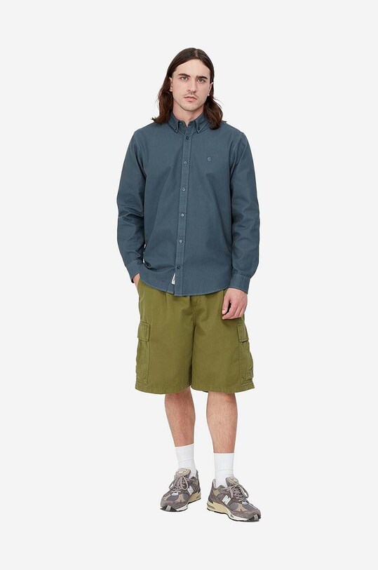 Carhartt WIP cămașă din bumbac Bolton Shirt I030238 albastru SS23