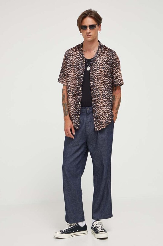 AllSaints koszula FELINE SS SHIRT MS187Y brązowy SS23