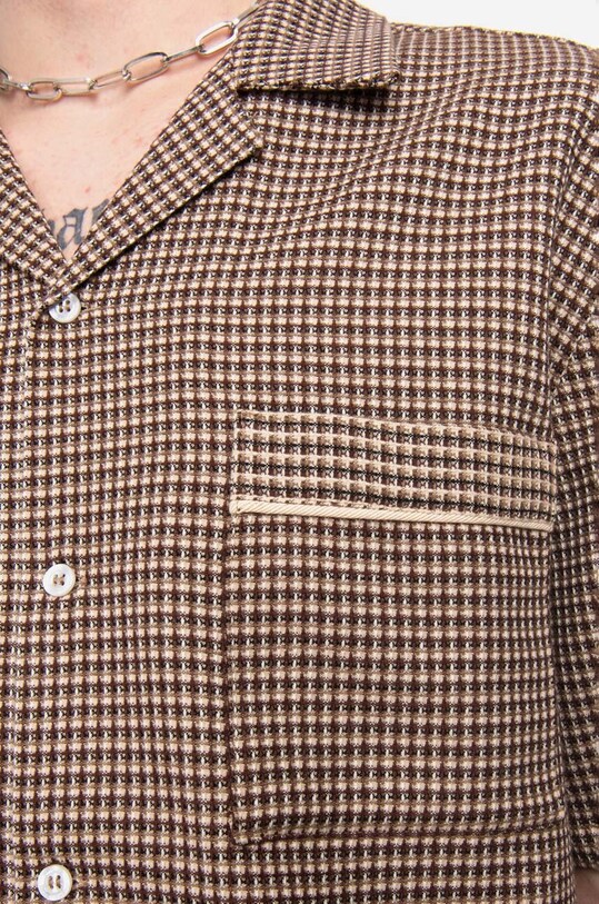Drôle de Monsieur cămașă din bumbac La Chemise Gaufrée SH134.BROWN maro