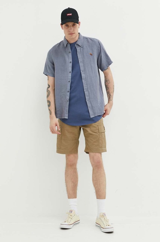 Πουκάμισο από λινό Abercrombie & Fitch KI125.3089.220 μπλε SS23