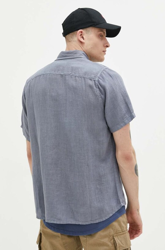Odzież Abercrombie & Fitch koszula lniana KI125.3089.220 niebieski