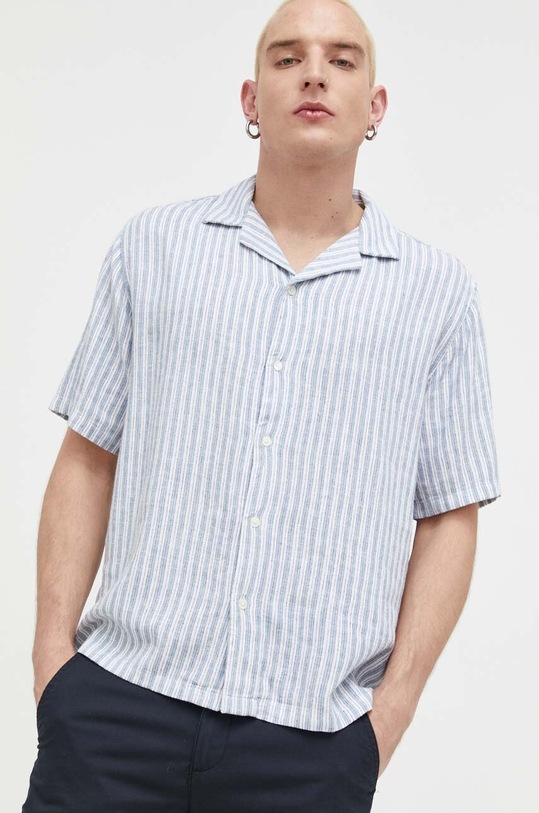 Πουκάμισο από λινό Abercrombie & Fitch εμπριμέ μπλε KI125.3039.108