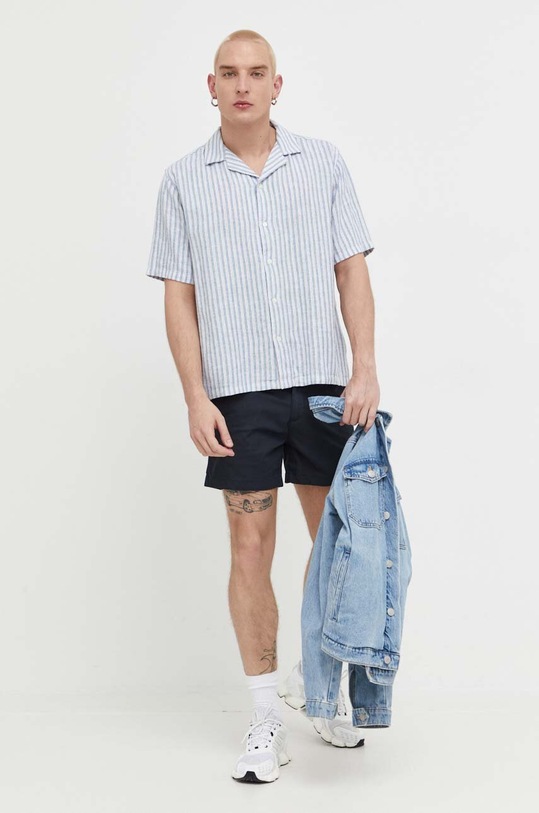 Πουκάμισο από λινό Abercrombie & Fitch KI125.3039.108 μπλε SS23