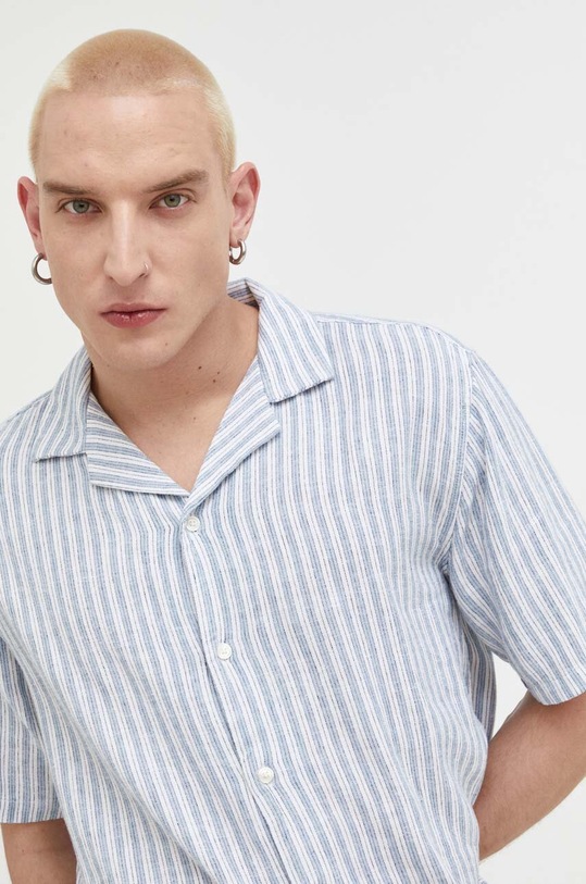 Πουκάμισο από λινό Abercrombie & Fitch μπλε KI125.3039.108