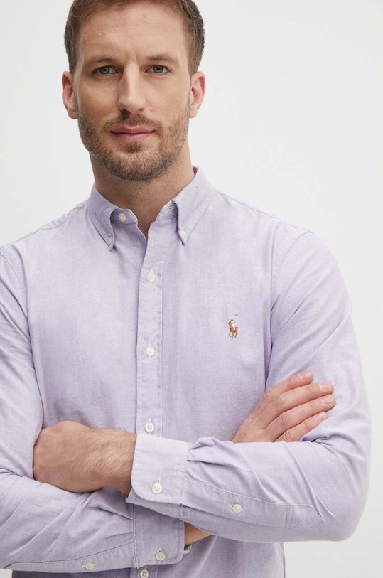 Памучна риза Polo Ralph Lauren виолетов 710792161