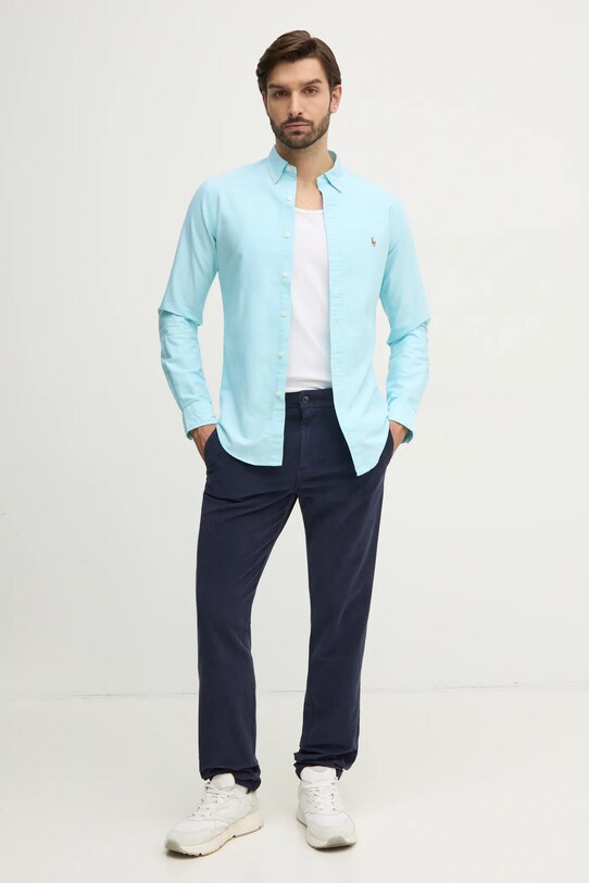 Памучна риза Polo Ralph Lauren 710792161 тюркоазен AW24