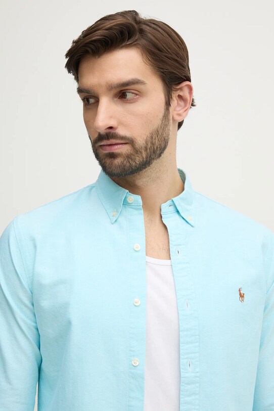 Памучна риза Polo Ralph Lauren тюркоазен 710792161