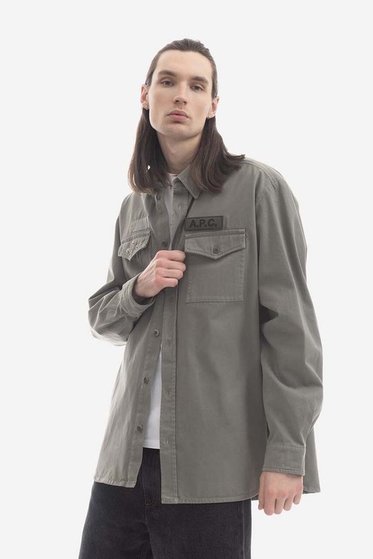 A.P.C. camicia in cotone Mainline rilassato beige COFCI.M02778