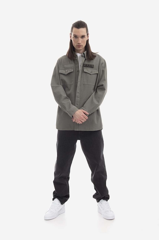 A.P.C. camicia in cotone Mainline COFCI.M02778 beige SS23