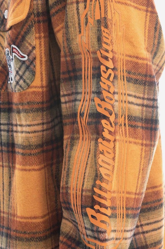 Košile s příměsí vlny Billionaire Boys Club Check Shirt B22417 ORANGE oranžová B22417