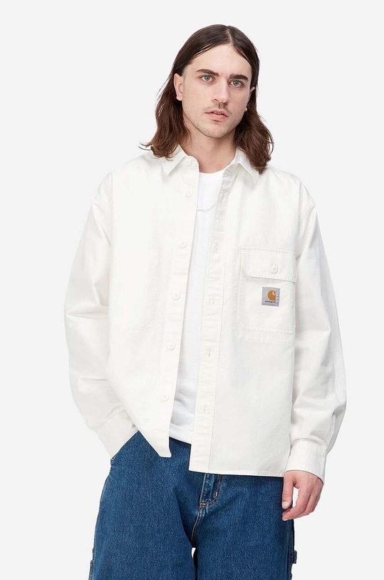 Carhartt WIP cotton shirt Reno Shirt Jac classic white I031447