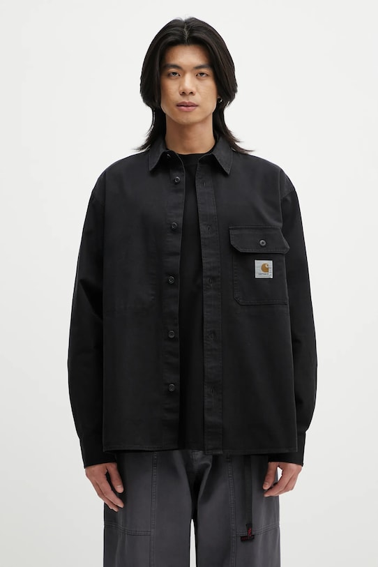 Carhartt WIP cotton shirt Reno Shirt Jac classic black I031447