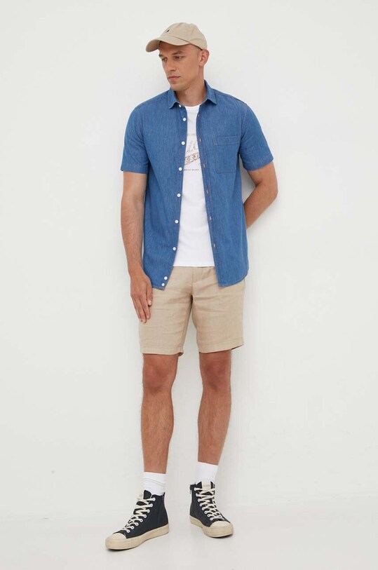 United Colors of Benetton koszula jeansowa 5DHJUQ02Z.902 niebieski SS23