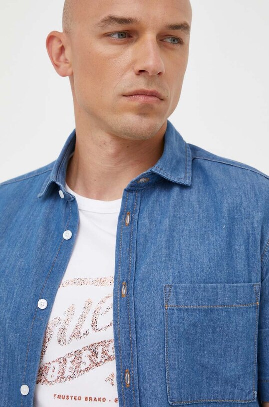 United Colors of Benetton koszula jeansowa niebieski 5DHJUQ02Z.902