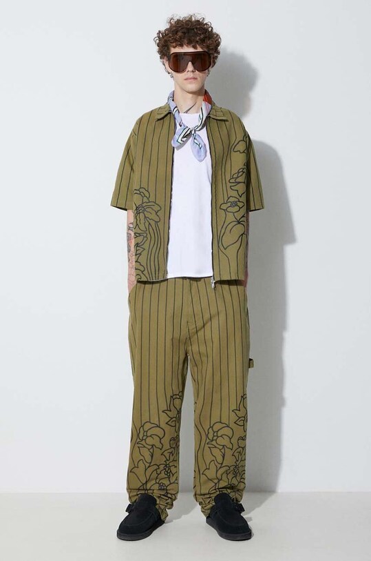 Market cotton shirt 369000105 green SS23
