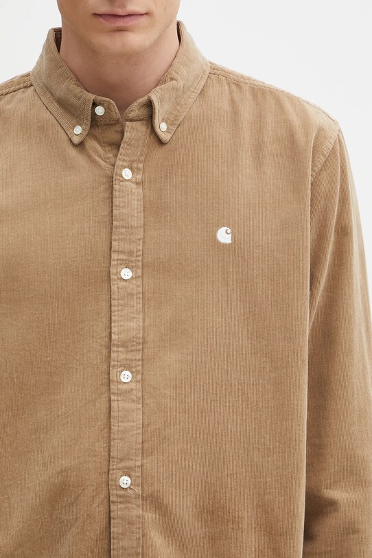 Menčestrová košeľa Carhartt WIP L/S Madison Fine Cord Shirt zelená I030580.1OYXX