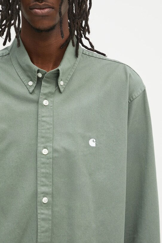 Βαμβακερό πουκάμισο Carhartt WIP L/S Madison Shirt πράσινο I023339.22XXX
