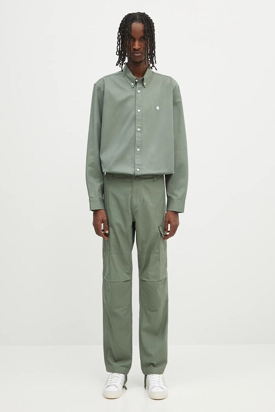 Βαμβακερό πουκάμισο Carhartt WIP L/S Madison Shirt I023339.22XXX πράσινο