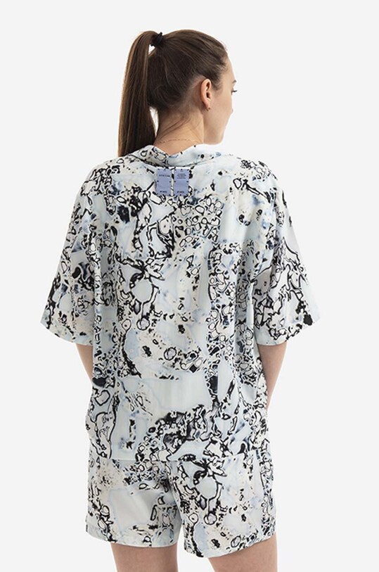 Clothing MCQ silk shirt Allover 668283RSB064138 blue