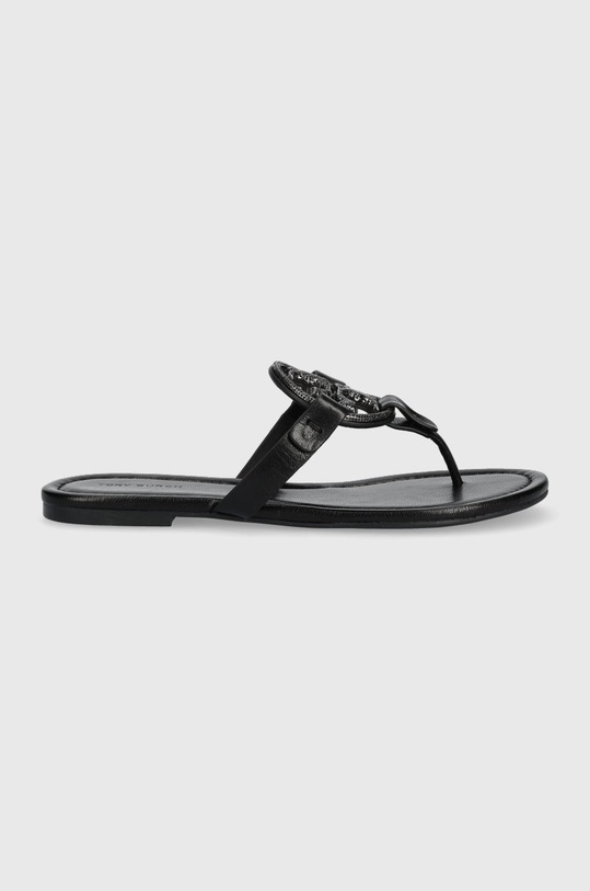 Usnjene japonke Tory Burch Miller Pave Ravna črna 145945.006
