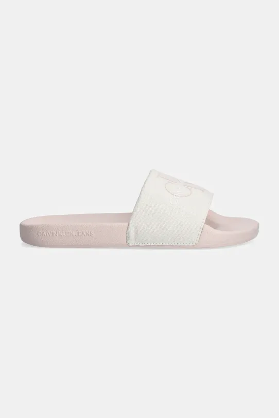 Natikače Calvin Klein Jeans SLIDE MONOGRAM CO YW0YW00103 bež NC24