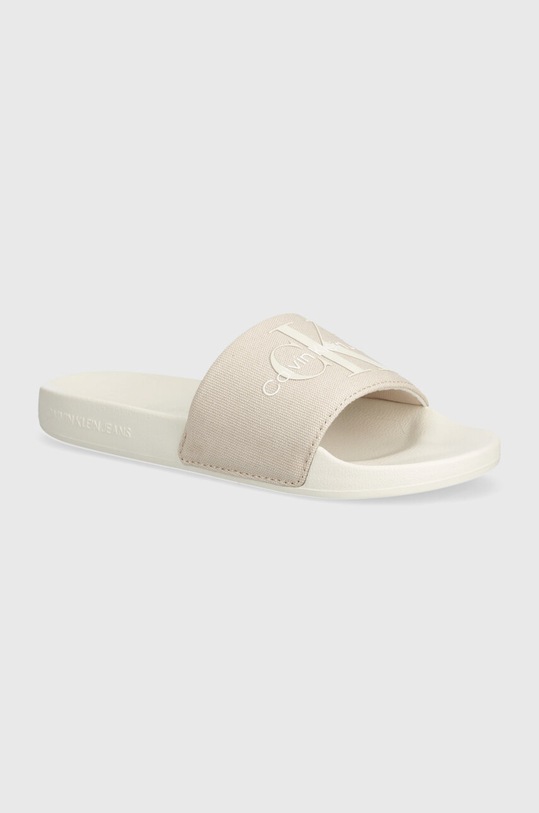 Calvin Klein Jeans papucs SLIDE MONOGRAM CO textil bézs YW0YW00103