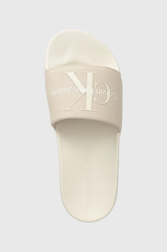 Calvin Klein Jeans papucs SLIDE MONOGRAM CO bézs YW0YW00103