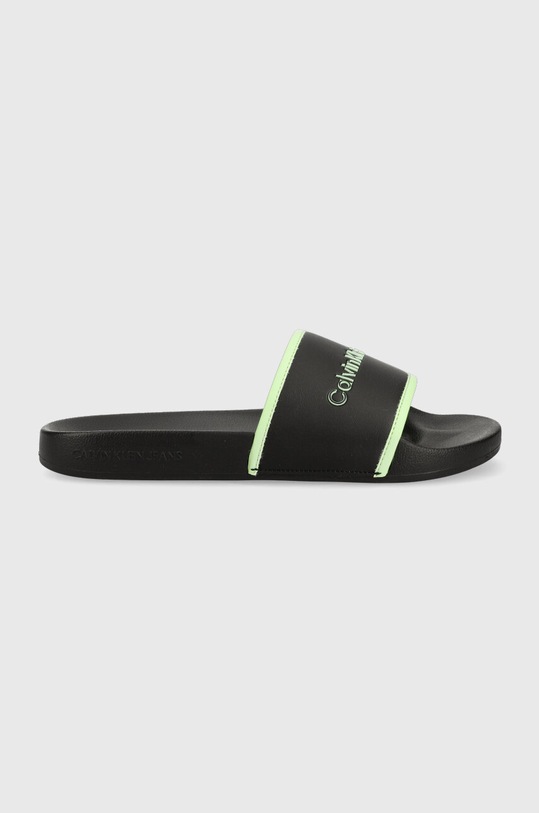 Calvin Klein Jeans ciabatte slide INSTITUTIONAL SLIDE finta pelle fiore nero YW0YW00594