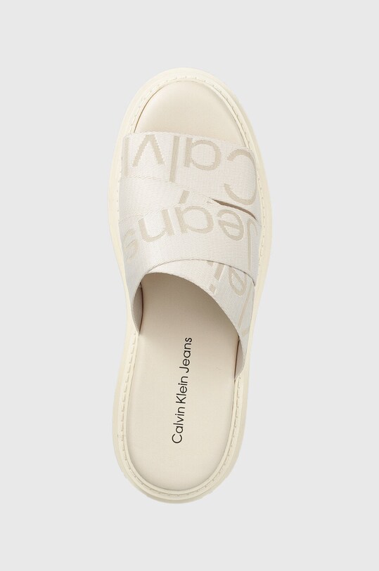 Calvin Klein Jeans klapki TOOTHY COMBAT SANDAL WEBBING beżowy YW0YW00949