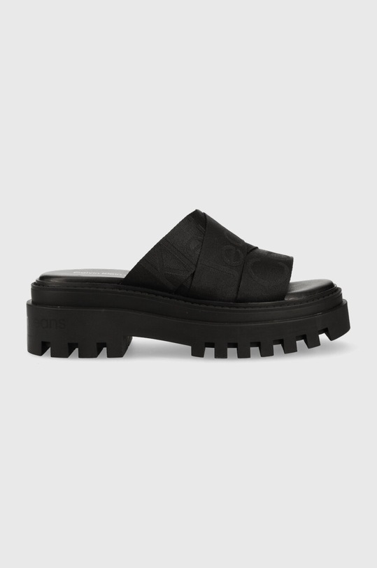 Calvin Klein Jeans klapki TOOTHY COMBAT SANDAL WEBBING 5-8 cm czarny YW0YW00949
