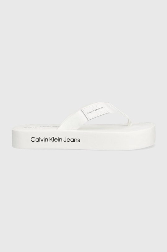 Calvin Klein Jeans japonki FLATFORM FLIPFLOP bez obcasa biały YW0YW00993