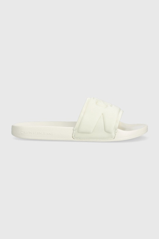 Calvin Klein Jeans klapki SLIDE HIGH/LOW FREQUENCY WN tekstylny beżowy YW0YW00999