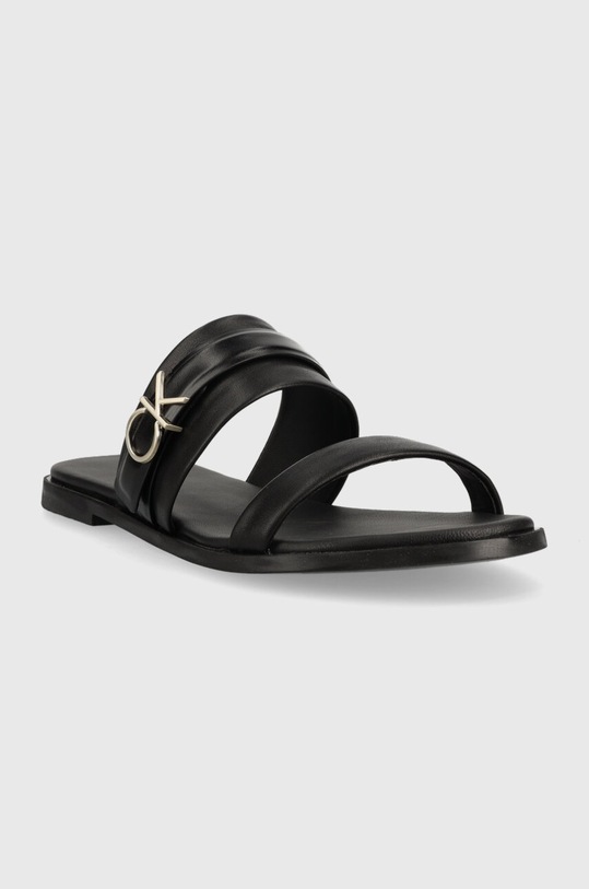 Calvin Klein klapki skórzane ALMOND SLIDE W/HW HW0HW01482 czarny SS23