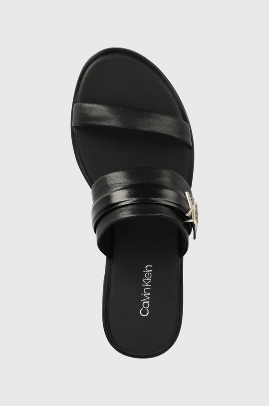 Kožne natikače Calvin Klein ALMOND SLIDE W/HW crna HW0HW01482
