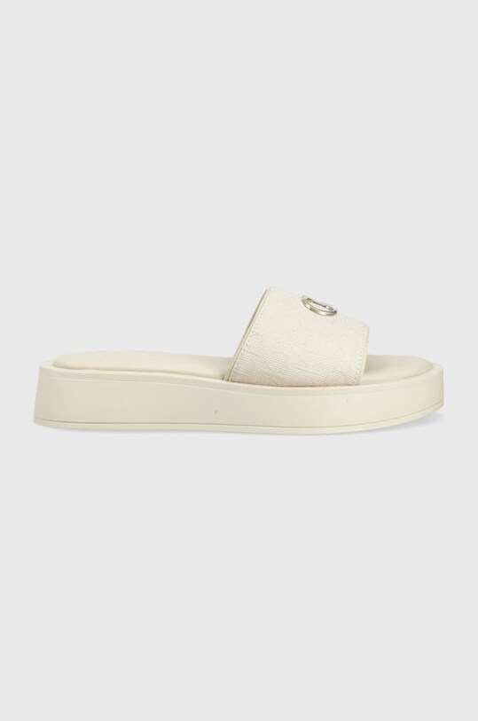 Παντόφλες Calvin Klein DRESS FLATFORM W/HW - JQ υφασμάτινο μπεζ HW0HW01488