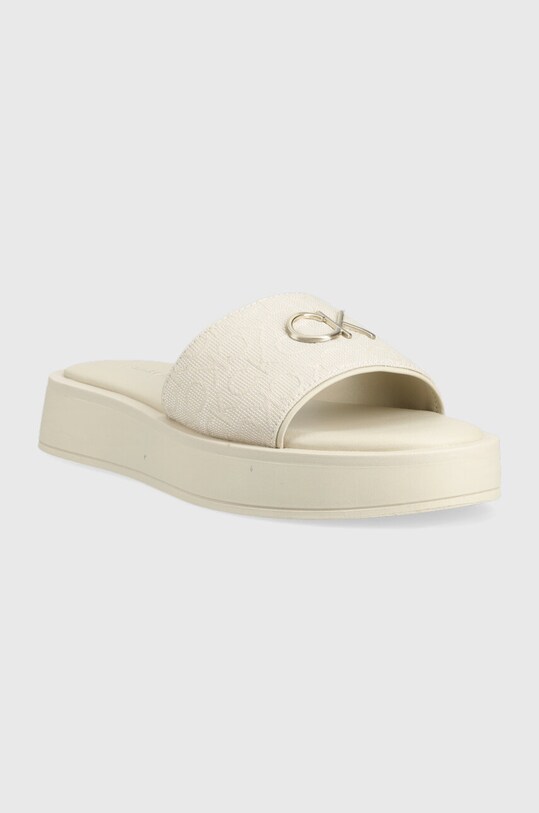 Παντόφλες Calvin Klein DRESS FLATFORM W/HW - JQ HW0HW01488 μπεζ SS24