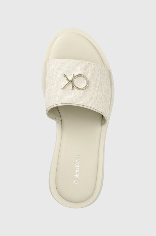 Παντόφλες Calvin Klein DRESS FLATFORM W/HW - JQ μπεζ HW0HW01488