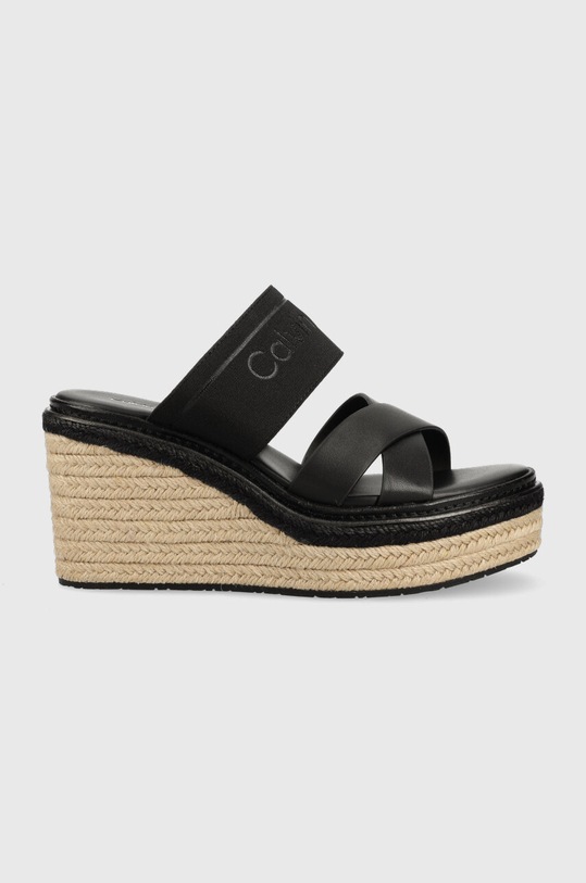Παντόφλες Calvin Klein WEDGE 50HH - HE υφασμάτινο μαύρο HW0HW01498