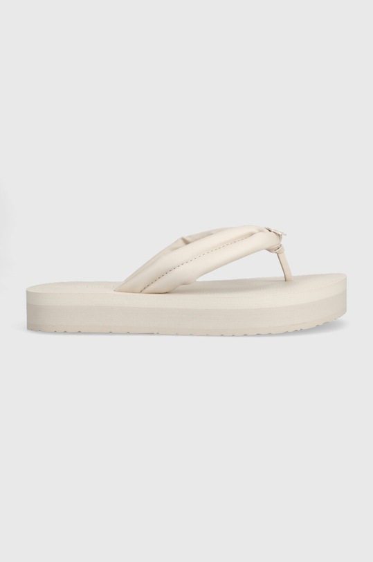 Žabky Calvin Klein FLATFORM FLIP FLOP W/HW imitácia kože béžová HW0HW01503