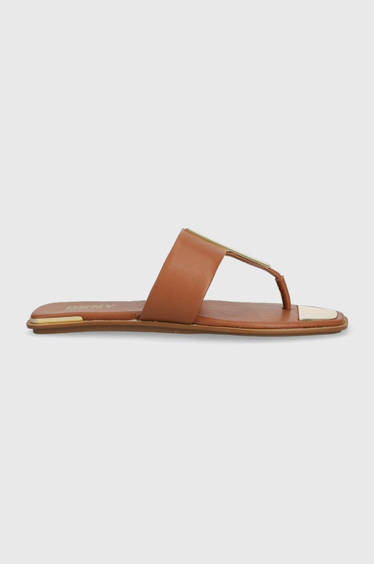 Dkny japonki skórzane DEJA płaski brązowy K4259021.DCG