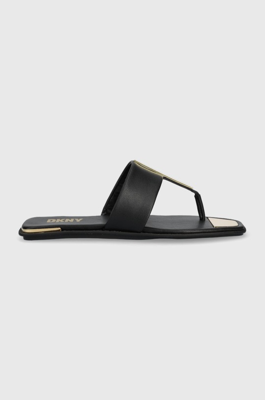 Dkny japonki skórzane DEJA płaski czarny K4259021.BLK
