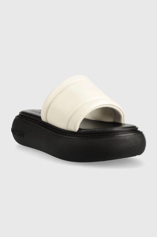 Tommy Jeans klapki skórzane VOLUME SANDAL EN0EN02076 beżowy SS23